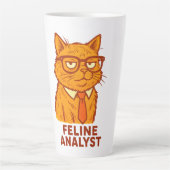 Feline Analyst Retro Cat Mug – Cat Lover Gift Latte Mok (Voorkant)
