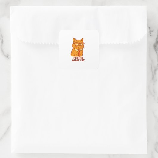 Feline Analyst Retro Cat Mug – Cat Lover Gift Vierkante Sticker (Tas)