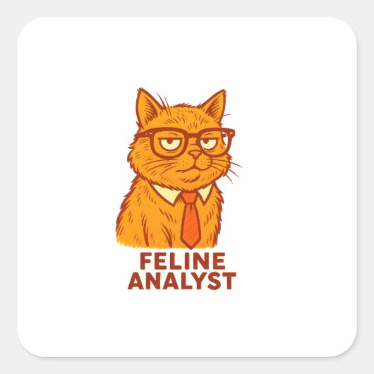 Feline Analyst Retro Cat Mug – Cat Lover Gift Vierkante Sticker (Voorkant)