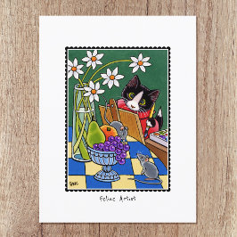 Feline Artist Fun Cat Painting Custom Briefkaart