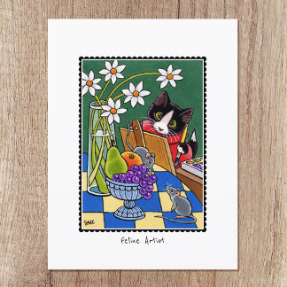 Feline Artist Fun Cat Painting Custom Briefkaart