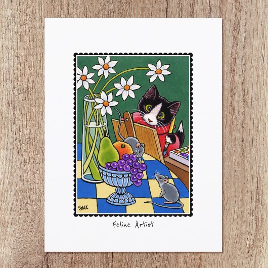 Feline Artist Fun Cat Painting Custom Briefkaart