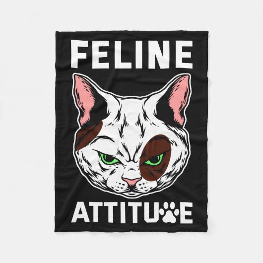 Feline Attitude Cat Mood Pet Character Fleece Deken (Voorkant)