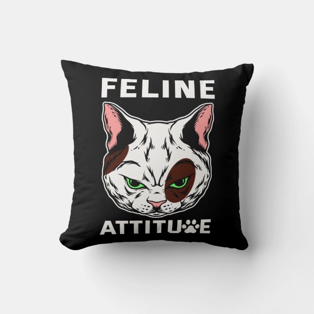Feline Attitude Cat Mood Pet Character Kussen (Voorkant)