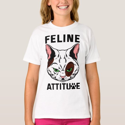 Feline Attitude Cat Mood Pet Character T-shirt (Voorkant)