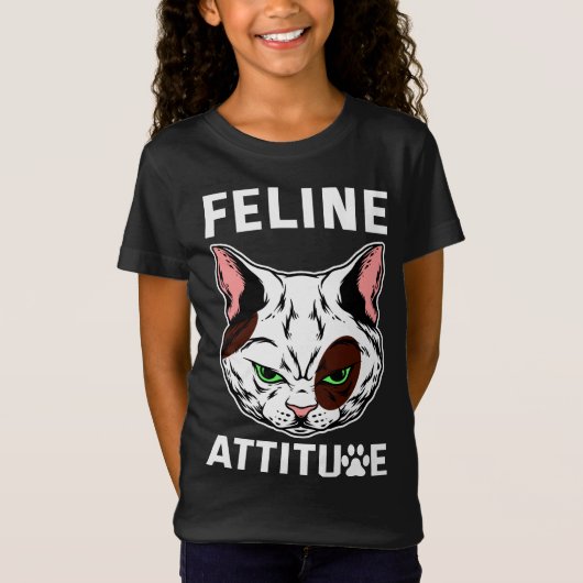 Feline Attitude Cat Mood Pet Character T-shirt (Voorkant)