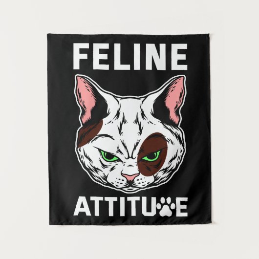 Feline Attitude Cat Mood Pet Character Wandkleed (Voorkant)
