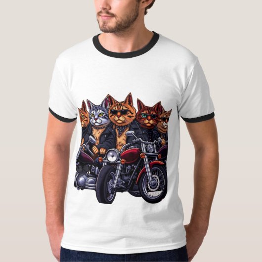 Feline Biker Gang T-shirt (Voorkant)
