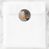 Feline bruid en bruidegom ronde sticker (Tas)