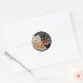 Feline bruid en bruidegom ronde sticker (Envelop)