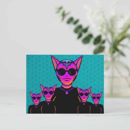 Feline character briefkaart (Staand voorkant)