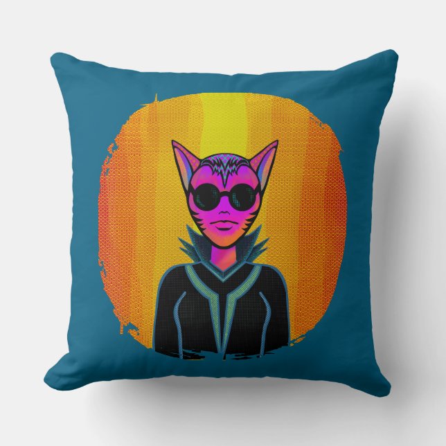 Feline Character in triplicate Kussen (Voorkant)