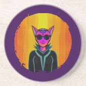 Feline Character in triplicate Zandsteen Onderzetter (Voorkant)