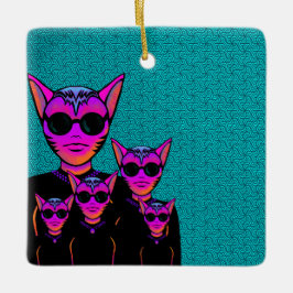 Feline character keramisch ornament