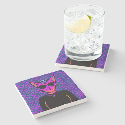 Feline character stenen onderzetter (Zijkant)