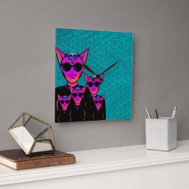 Feline character vierkante klok