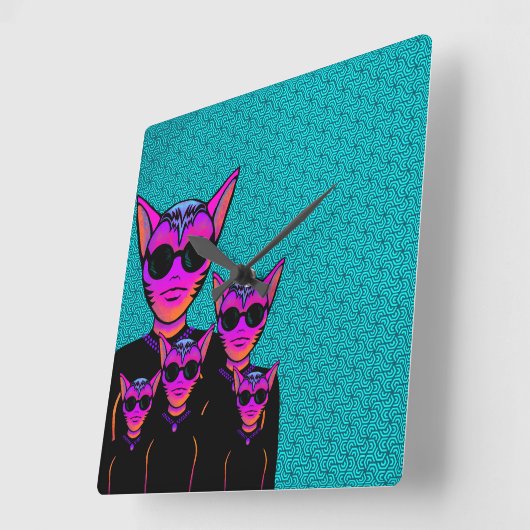 Feline character vierkante klok (Hoek)