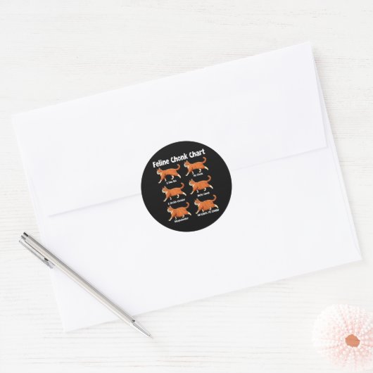 Feline Chonk Grafiek Grappige Dikke Kat Ronde Sticker (Envelop)