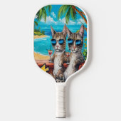 Feline Cool: twee katten in tinten op een bar Pickleball Paddle (Voorkant)