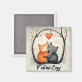 Feline Cosy Snuggly Cats Kitten Love Art Magneet (Voorkant / Achterkant)