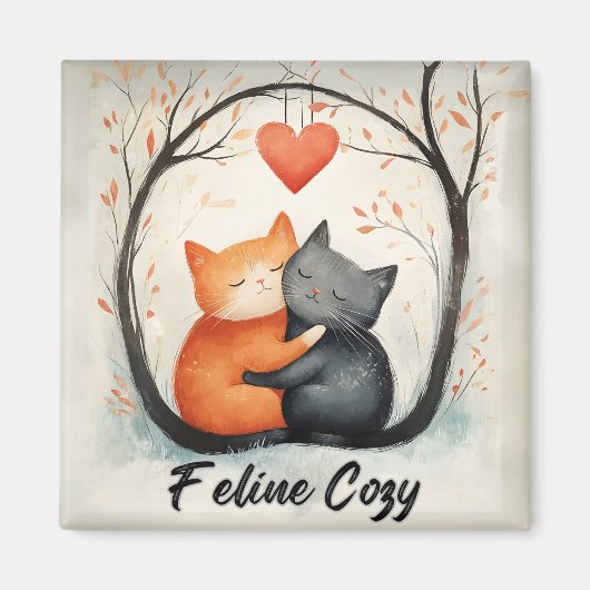 Feline Cosy Snuggly Cats Kitten Love Art Magneet (Voorkant)