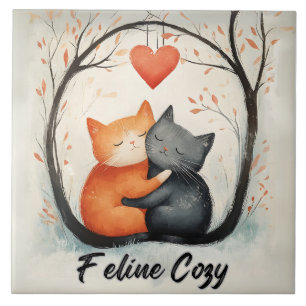 Feline Cosy Snuggly Cats Kitten Love Art Tegeltje
