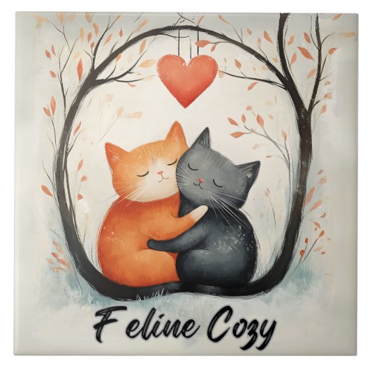 Feline Cosy Snuggly Cats Kitten Love Art Tegeltje (Voorkant)