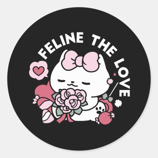 Feline de Liefde - Schattigee Valentijn's Cat Desi Ronde Sticker (Voorkant)
