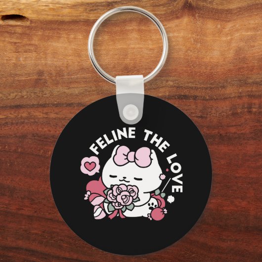 Feline de Liefde - Schattigee Valentijn's Cat Desi Sleutelhanger (Voorkant)