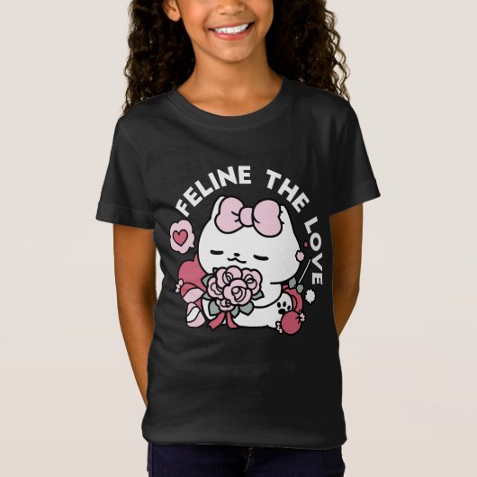 Feline de Liefde - Schattigee Valentijn's Cat Desi T-shirt (Voorkant)