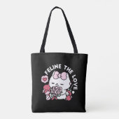 Feline de Liefde - Schattigee Valentijn's Cat Desi Tote Bag (Achterkant)