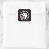 Feline de Liefde - Schattigee Valentijn's Cat Desi Vierkante Sticker (Tas)