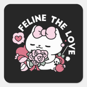 Feline de Liefde - Schattigee Valentijn's Cat Desi Vierkante Sticker