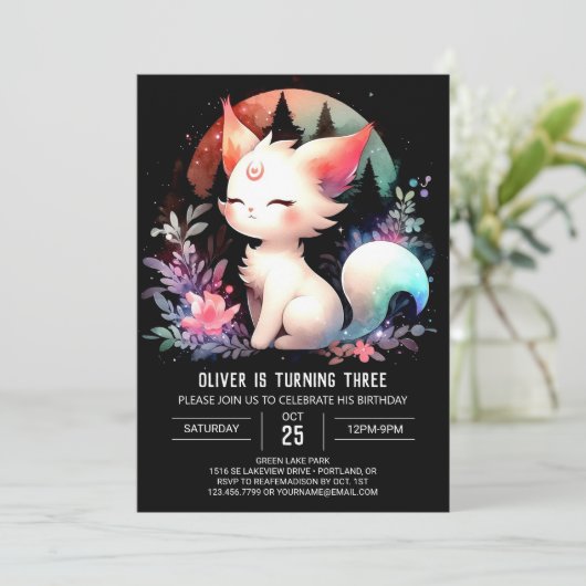 Feline Digital Cat Verjaardag Kaart (Staand voorkant)