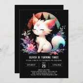 Feline Digital Cat Verjaardag Kaart (Voorkant / Achterkant)