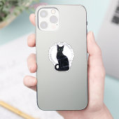 Feline Familiar – Gotische zwarte kat met runen Sticker (Telefoon)