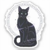 Feline Familiar – Gotische zwarte kat met runen Sticker (Voorkant)