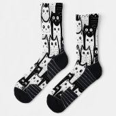 Feline Fancy: zwart-wit Cat Patterned Sokken (Links)