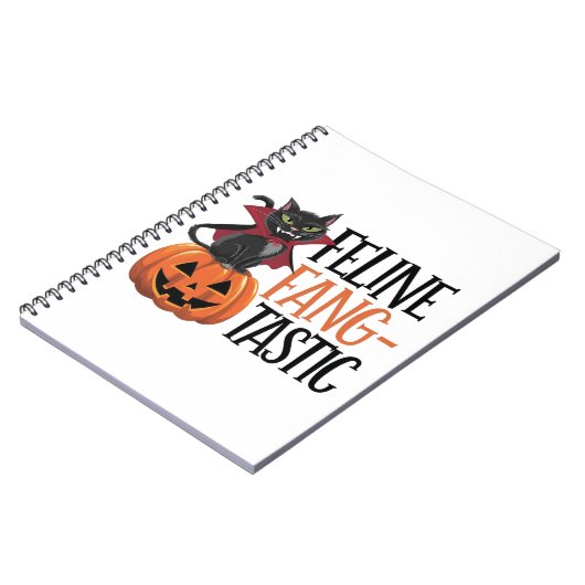 Feline Fang-tastic Halloween Vampire Cat Design Notitieboek (Linkerzijde)