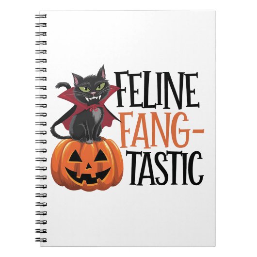 Feline Fang-tastic Halloween Vampire Cat Design Notitieboek (Voorkant)