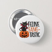 Feline Fang-tastic Halloween Vampire Cat Design Ronde Button 5,7 Cm (Voorkant /achterkant)
