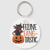 Feline Fang-tastic Halloween Vampire Cat Design Sleutelhanger (Achterkant)