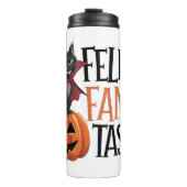 Feline Fang-tastic Halloween Vampire Cat Design Thermosbeker (Voorkant)