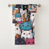 Feline Fantasy: Schattigee anime Cats Galore Bad Handdoek (Insitu)