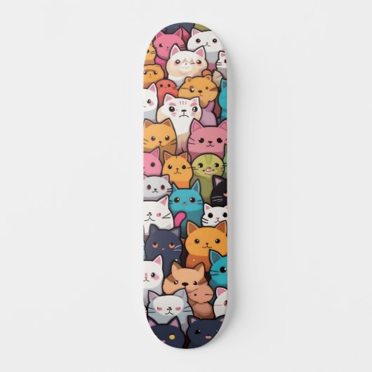 Feline Fantasy: Schattigee anime Cats Galore Persoonlijk Skateboard (Voorkant)