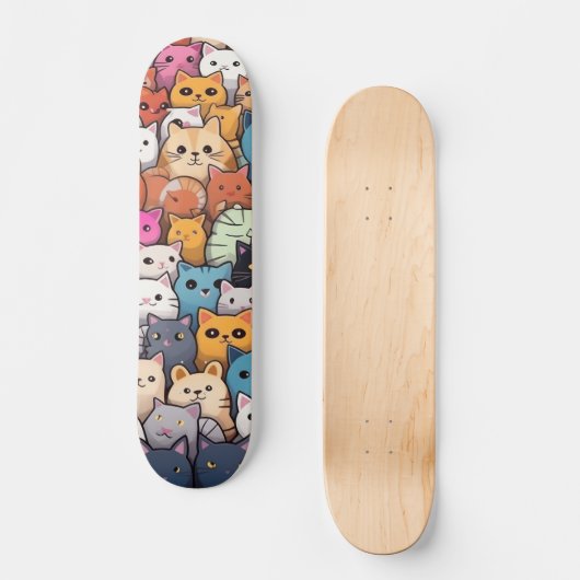 Feline Fantasy: Schattigee anime Cats Galore Persoonlijk Skateboard (Voorkant)
