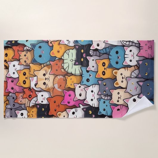 Feline Fantasy: Schattigee anime Cats Galore Strandlaken (Voorkant)