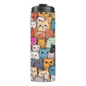 Feline Fantasy: Schattigee anime Cats Galore Thermosbeker (Voorkant)