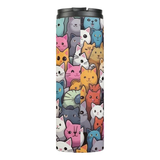 Feline Fantasy: Schattigee anime Cats Galore Thermosbeker (Achterkant)