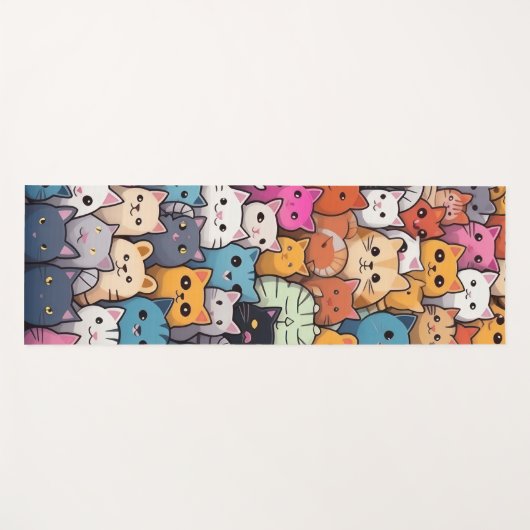 Feline Fantasy: Schattigee anime Cats Galore Yogamat (Voorkant (horizontaal))